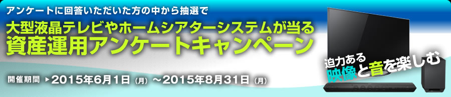 抽選で大型液晶テレビやホームシアターシステムが当たる「資産運用アンケートキャンペーン」